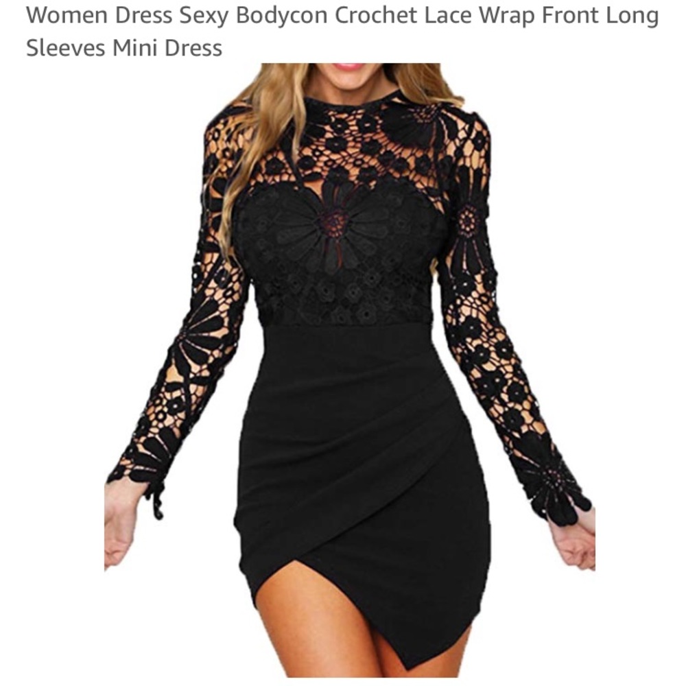 **SOLD** Black Crochet Bodycon Dress 👗
